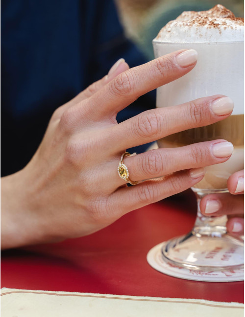 Bague Café Lumière accompagnée dorée