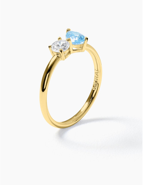 Bague Toi & Moi Twist Bleu Glacier Doré