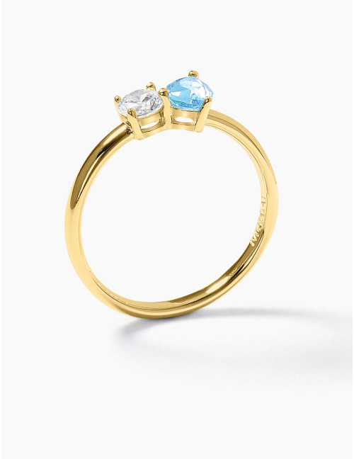 Bague Toi & Moi Twist Bleu Glacier Doré