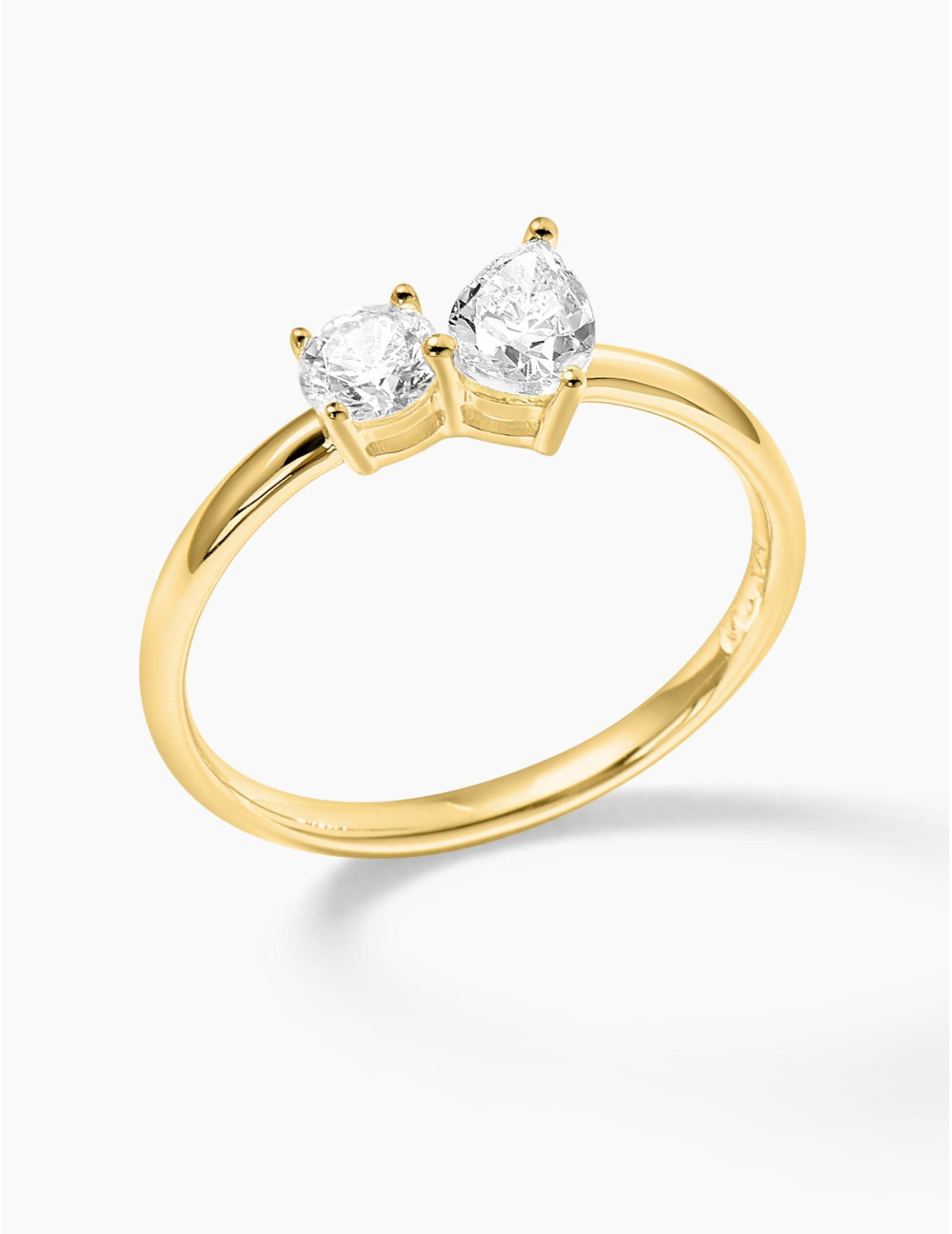 Bague Toi & Moi Twist dorée