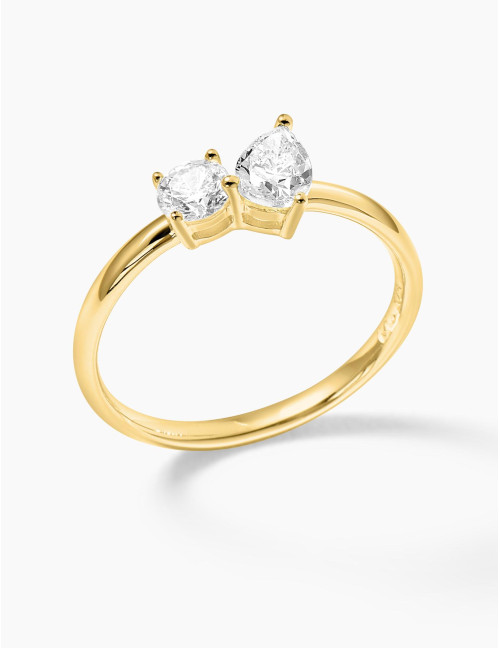 Bague Toi & Moi Twist dorée