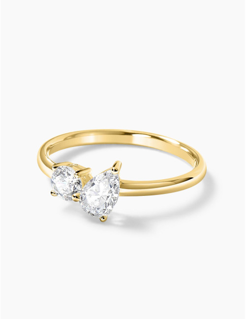 Bague Toi & Moi Twist dorée