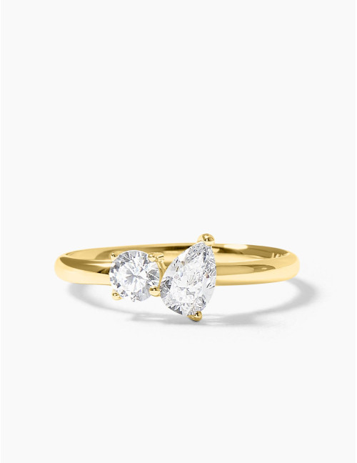 Bague Toi & Moi Twist dorée