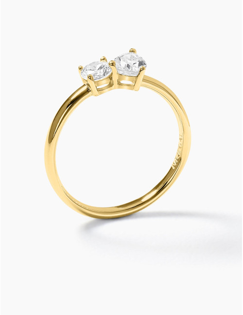 Bague Toi & Moi Twist dorée