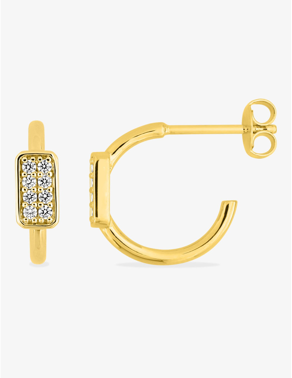 Boucles d'oreilles Les Pavés demi-créoles dorées