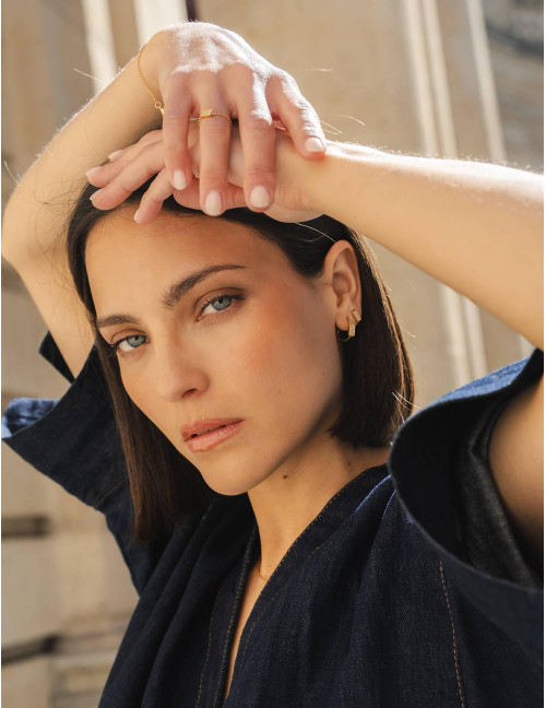 Boucles d'oreilles Les Pavés demi-créoles dorées