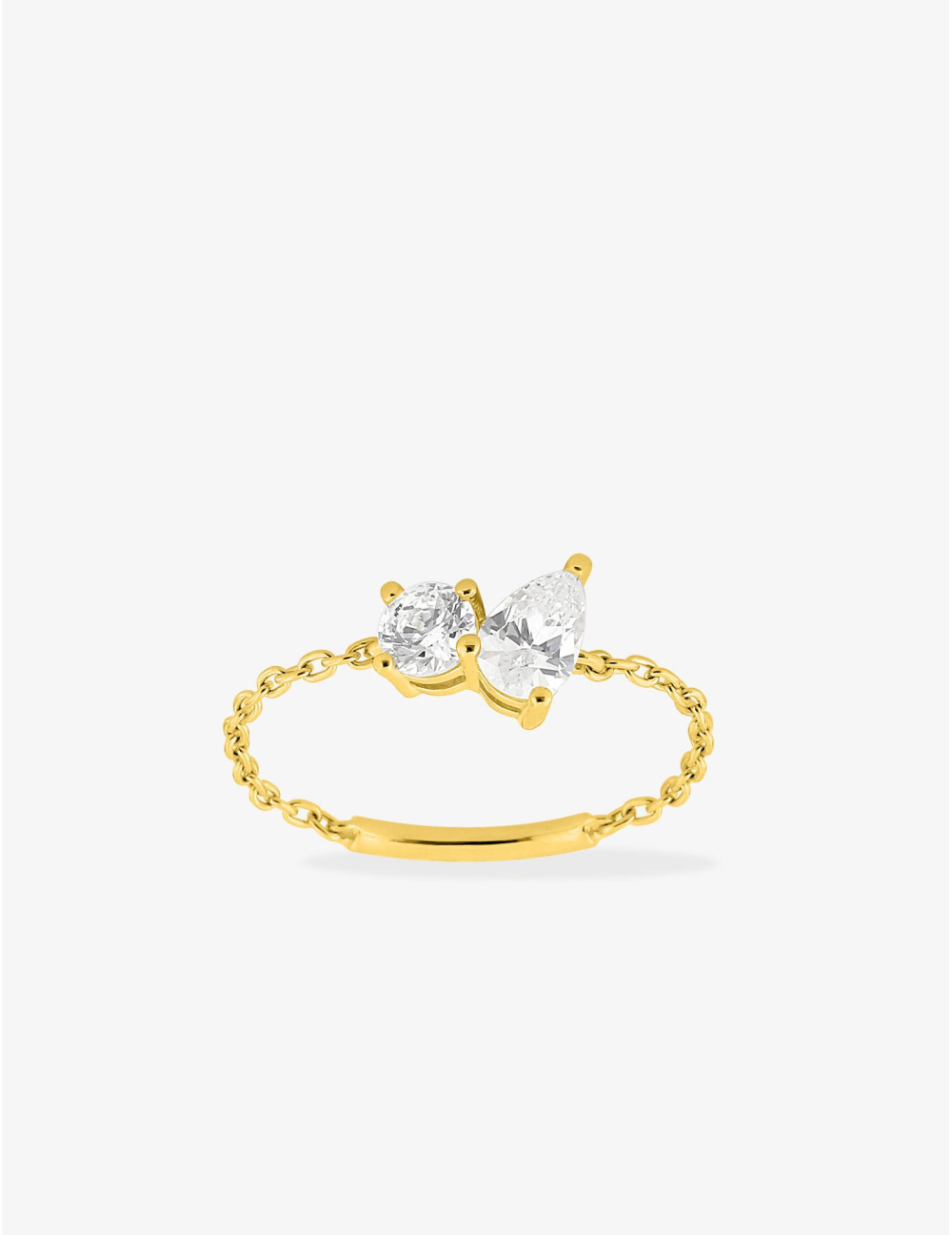 Bague chaîne Toi & Moi Twist dorée
