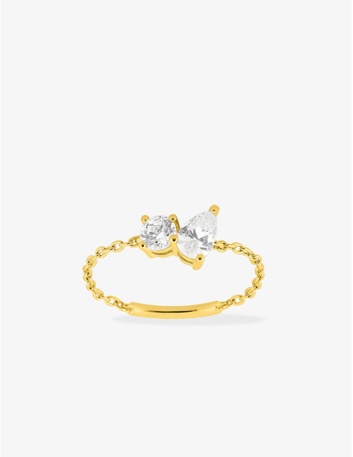 Bague chaîne Toi & Moi Twist dorée