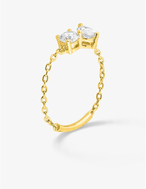 Bague chaîne Toi & Moi Twist dorée