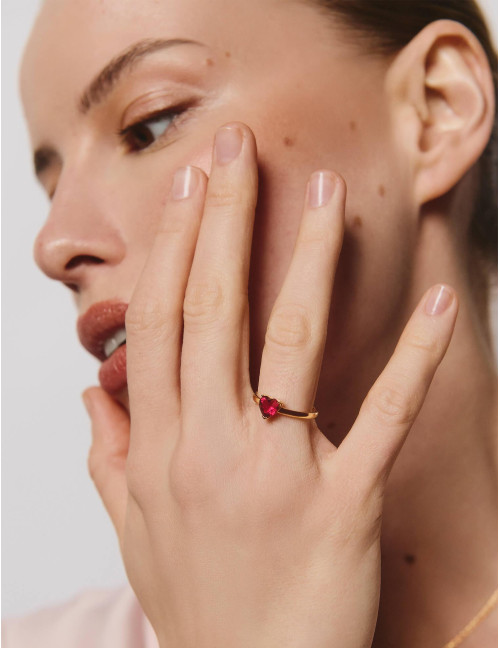 Bague Sacré-Cœur Rouge dorée