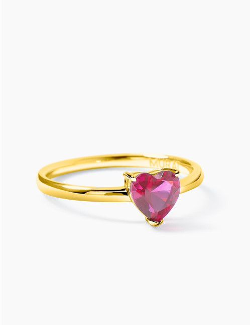 Bague Sacré-Cœur Rouge dorée