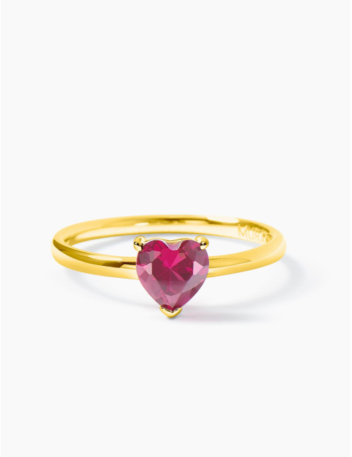 Bague Sacré-Cœur Rouge dorée