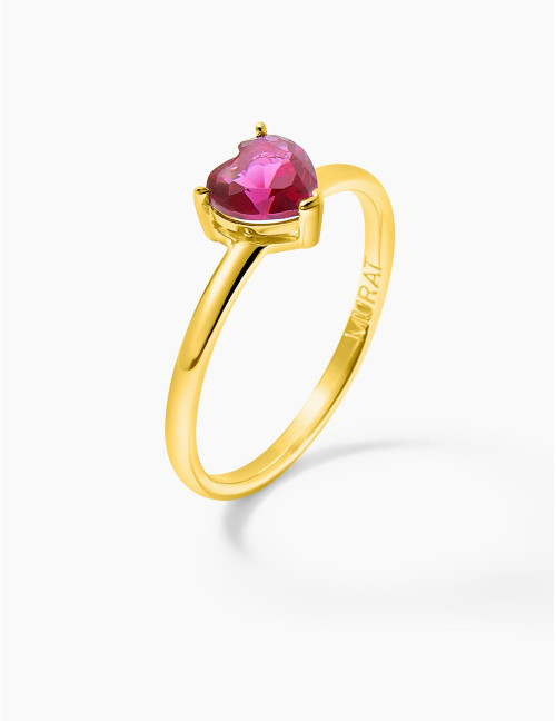 Bague Sacré-Cœur Rouge dorée