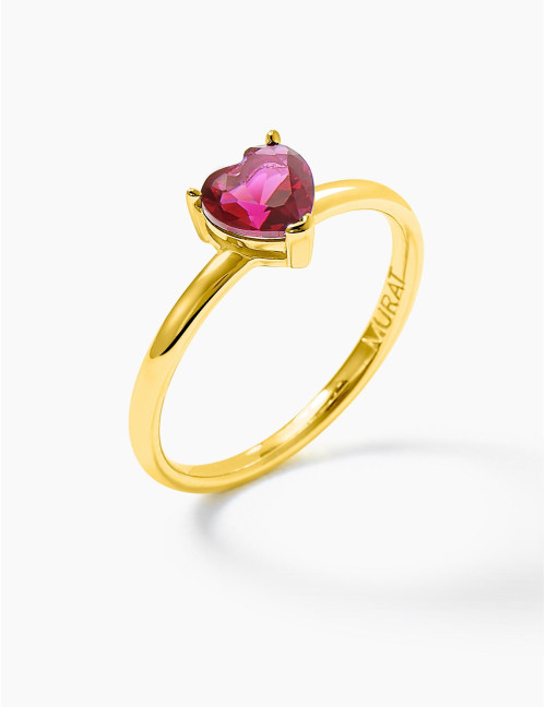 Bague Sacré-Cœur Rouge dorée