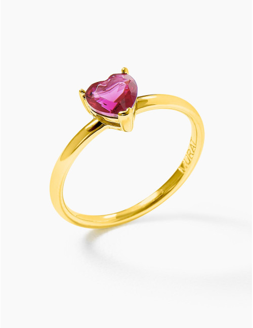 Bague Sacré-Cœur Rouge dorée