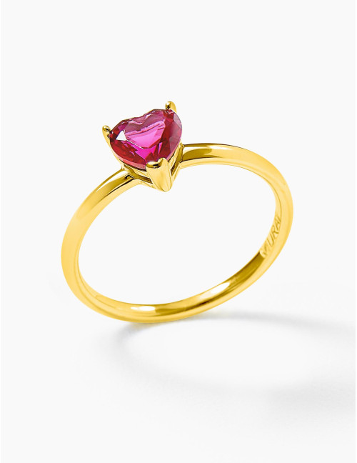 Bague Sacré-Cœur Rouge dorée