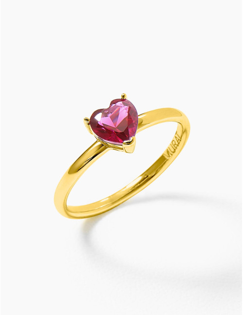 Bague Sacré-Cœur Rouge dorée