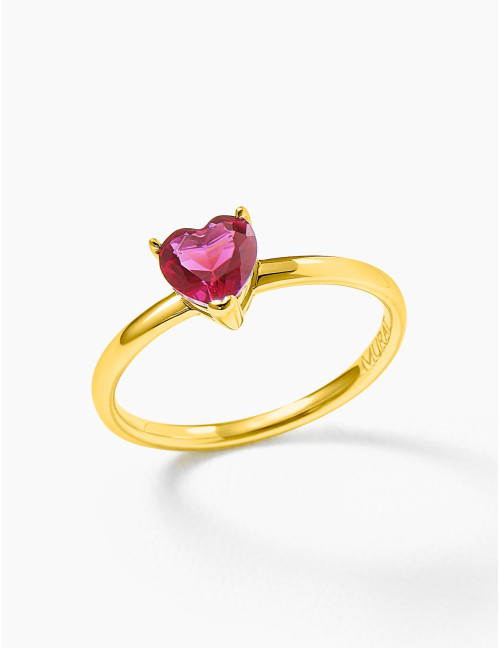 Bague Sacré-Cœur Rouge dorée