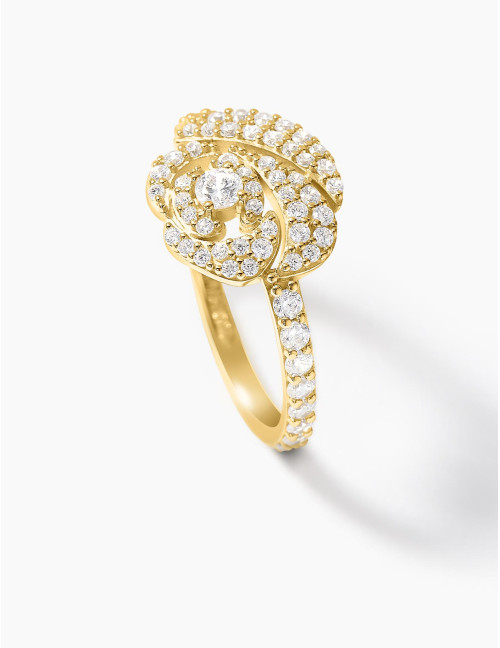 Bague La Rose Pavée dorée