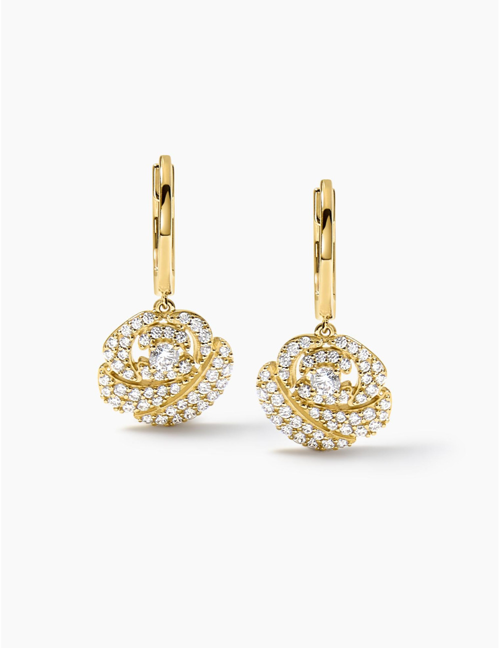 Boucles d'oreilles La Rose Pavées dorées