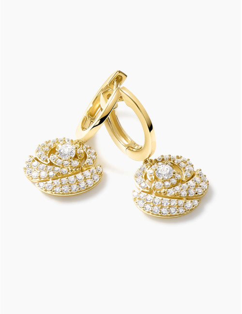 Boucles d'oreilles La Rose Pavées dorées