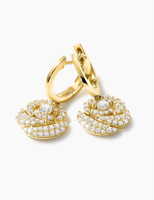 Boucles d'oreilles La Rose Pavées dorées