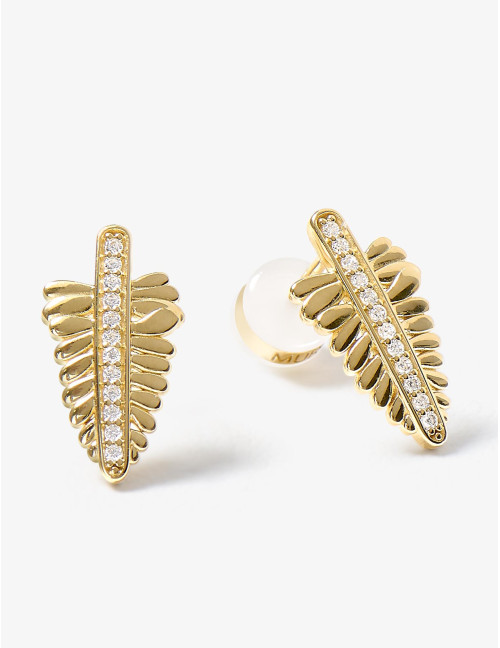 Boucles d'oreilles La Feuille de Fougère dorées