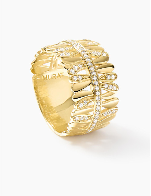 Bague Les Fougères Pavée dorée