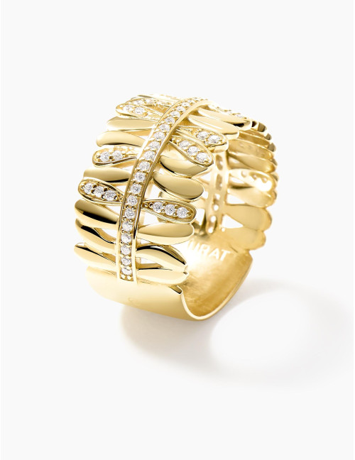 Bague Les Fougères Pavée dorée