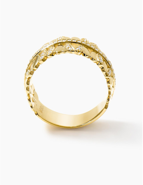 Bague Les Fougères Pavée dorée