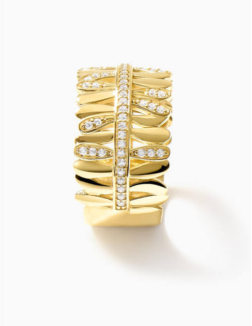 Bague Les Fougères Pavée dorée