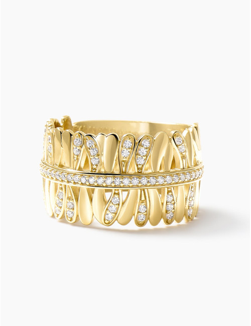 Bague Les Fougères Pavée dorée