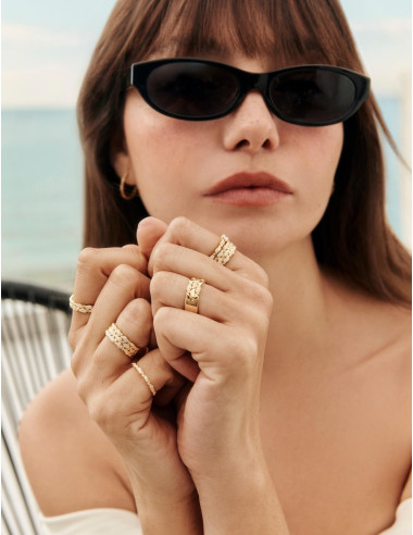 Bague La Marée Triple Alterné dorée