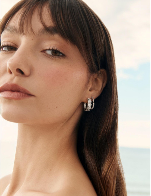 Boucles d'oreilles La Marée double argent