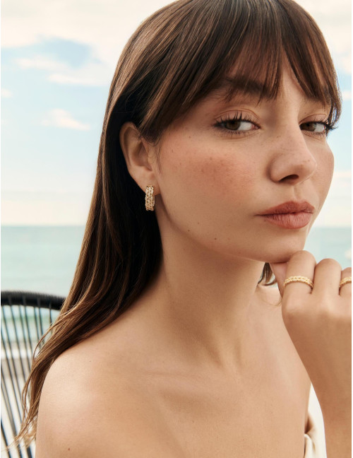 Boucles d'oreilles La Marée double dorées
